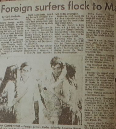 Recortes de jornal sobre a ida de Penho ao Havaí, 1968. Foto: Reprodução.