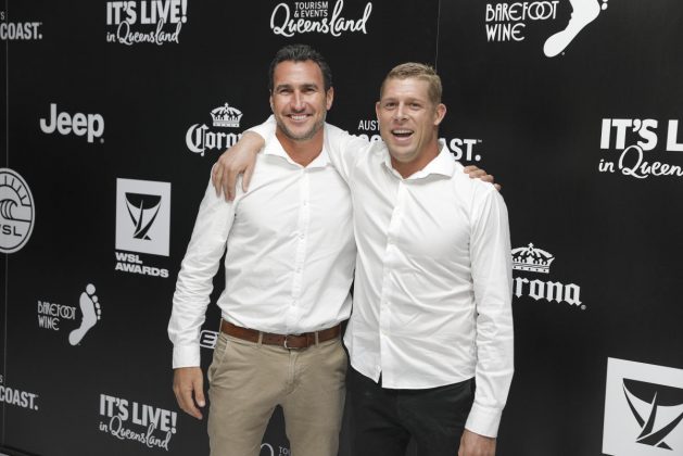 Joel Parkinson e Mick Fanning, WSL Awards 2018, Gold Coast, Austrália. Foto: WSL / Matt Dunbar.