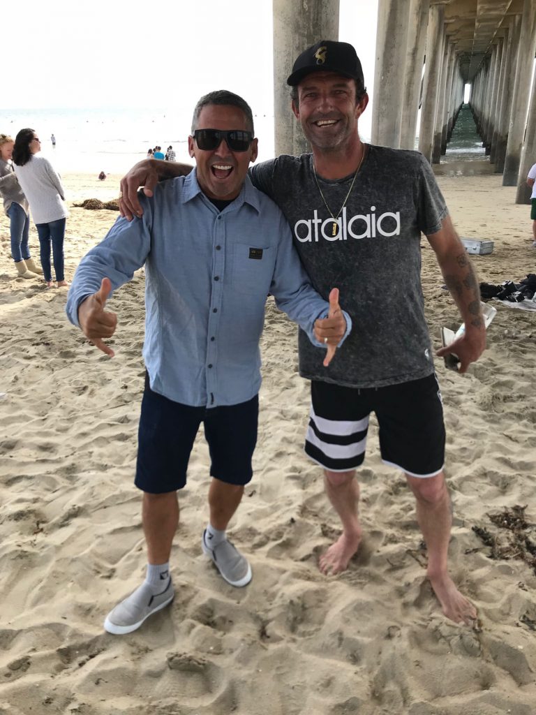 Fabio Gouveia e Neco Padaratz juntos em Huntington Beach, onde brilharam em uma etapa do CT em 1999.