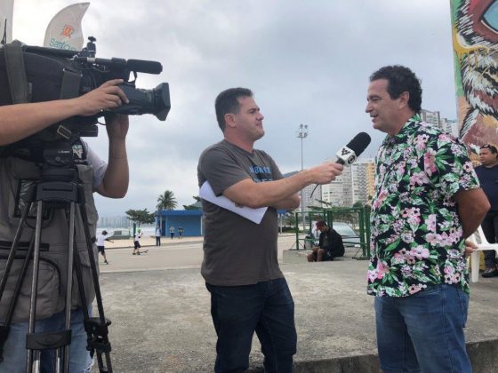 TV Tribuna, Campeonato Santos de Surf 2018, Praia do José Menino. Foto: Ivan Storti.