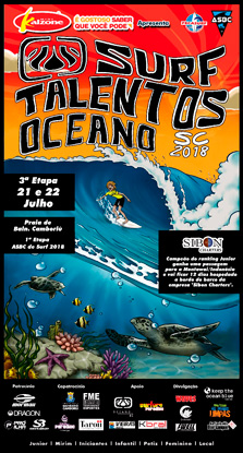 Cartaz terceira etapa do Circuito Surf Talentos Oceano 2018.