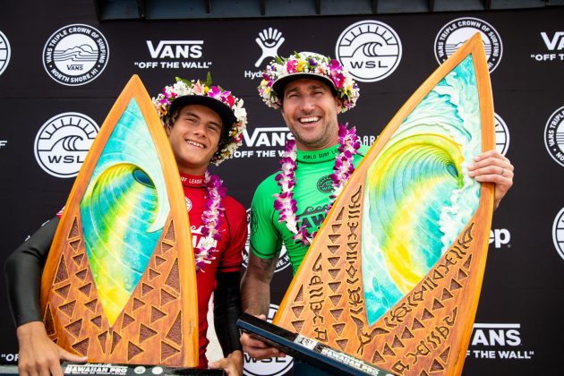 Mateus Herdy e Joel Parkinson, Hawaiian Pro 2018, Haleiwa, Havaí. Foto: WSL / Heff.