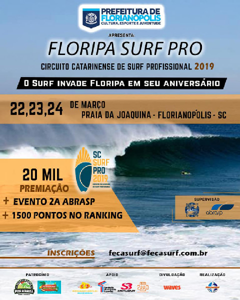 Floripa Surf Pro também distribui pontos para o ranking da Associação Brasileira de Surf Profissional.