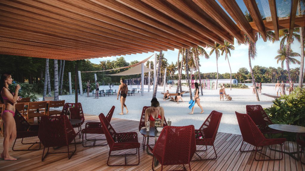 Local terá faixa de areia de meio quilômetro de extensão, além de sushi bar, quadras de beach tênis e beach vôlei.