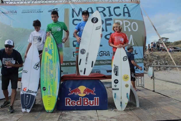Pódio Sub14, Maricá Surf Pro / AM 2019, Ponta Negra (RJ). Foto: Gleyson Silva.