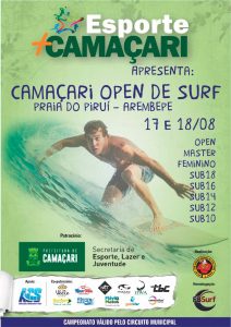 Cartaz do Camaçari Open de Surf 2019.