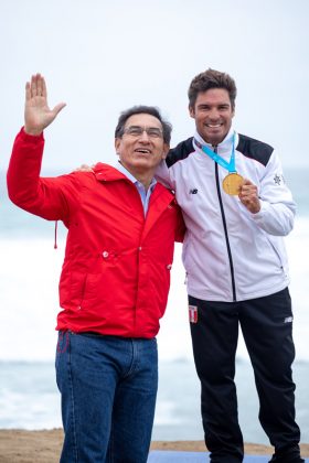 Martin Vizcarra e Piccolo Clemente, Jogos Pan-Americanos 2019, Punta Rocas, Peru. Foto: ISA / Jimenez.