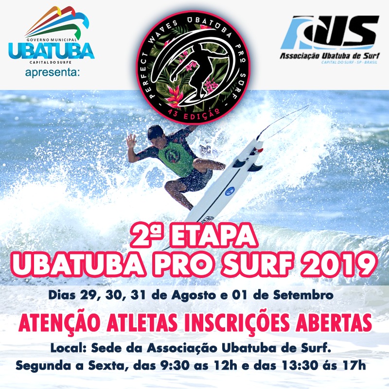 Cartaz da segunda etapa do Ubatuba Pro Surf 2019.
