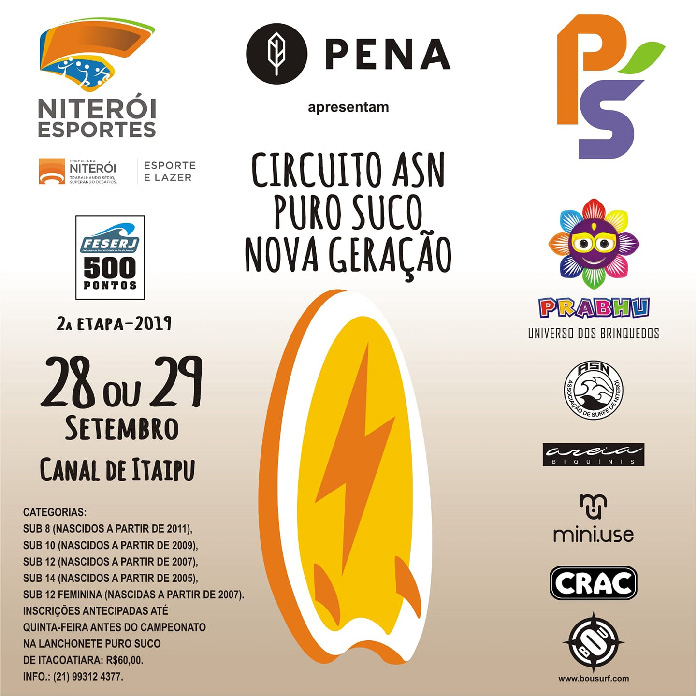 Cartaz da segunda etapa do Circuito ASN Puro Suco Nova Geração 2019.