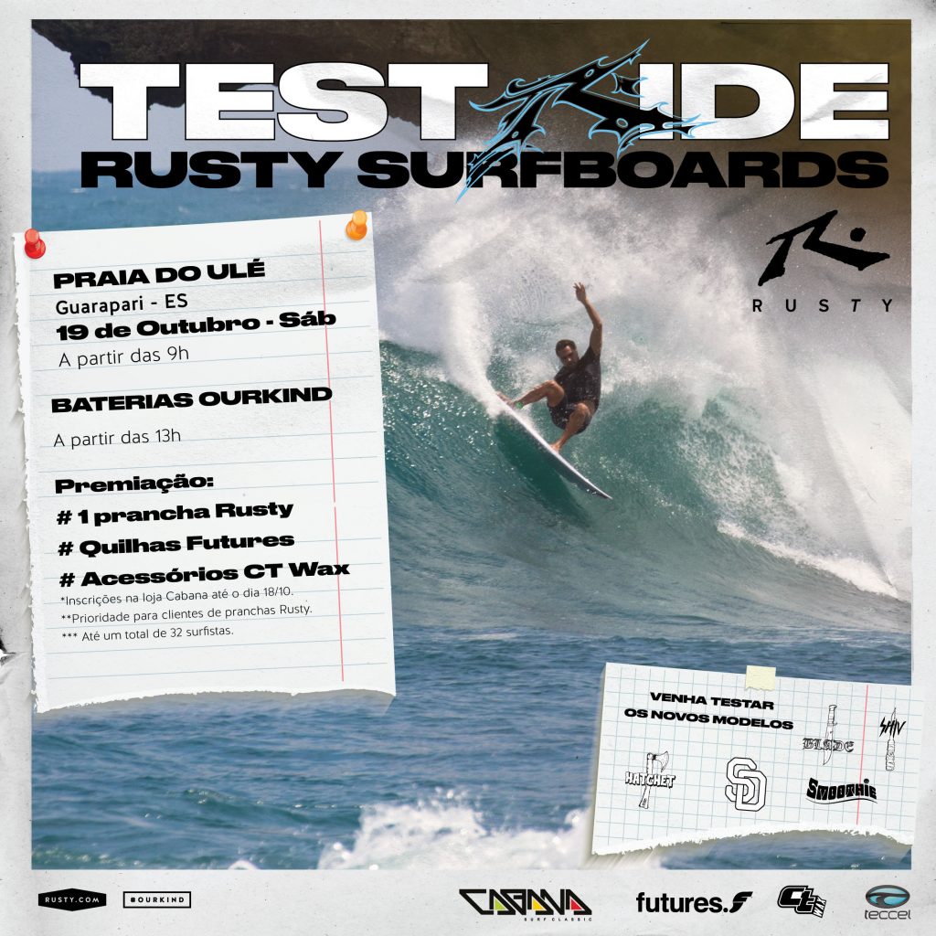 Cartaz do Test Ride Rusty em Guarapari.