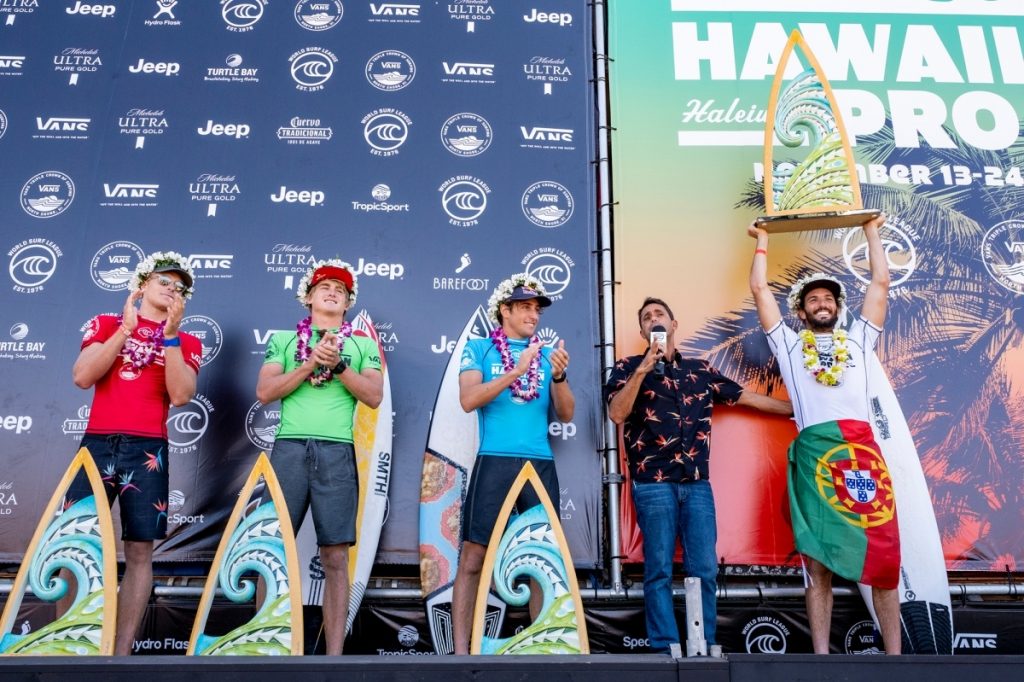 Finalistas do Hawaiian Pro 2019: Ethan Ewing, Matthew McGillivray, Leonardo Fioravanti e Frederico Morais.