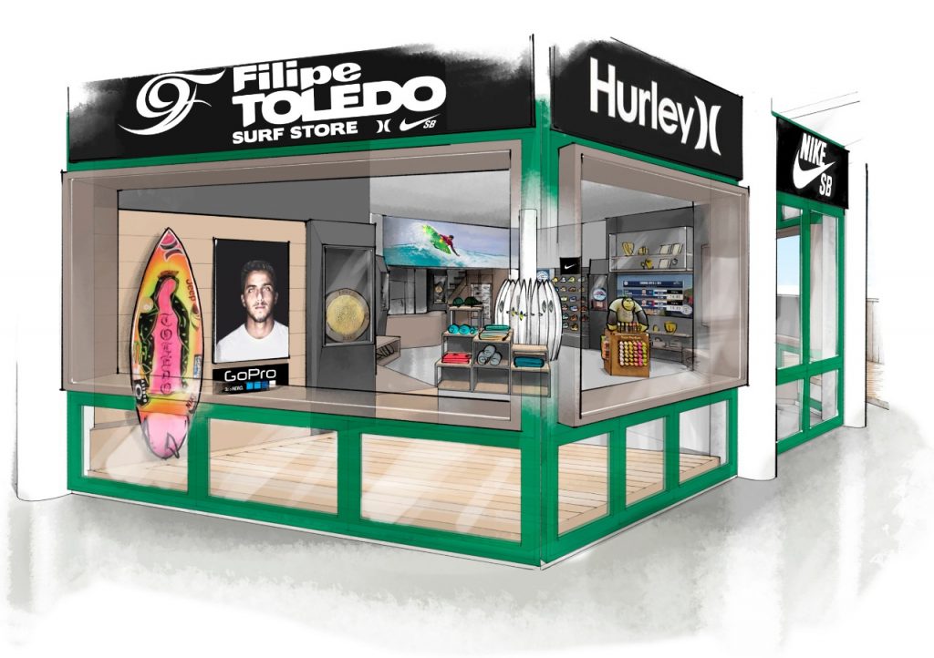Projeto da Filipe Toledo Surf Store na Praia Grande.