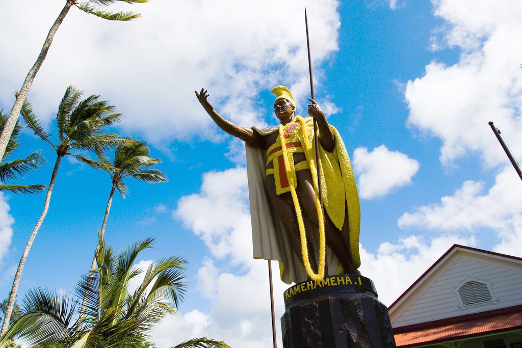 Estátua de Kamehameha I em Hilo, Big Island.