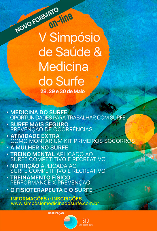 Cartaz do V Simpósio de Saúde e Medicina do Surfe.