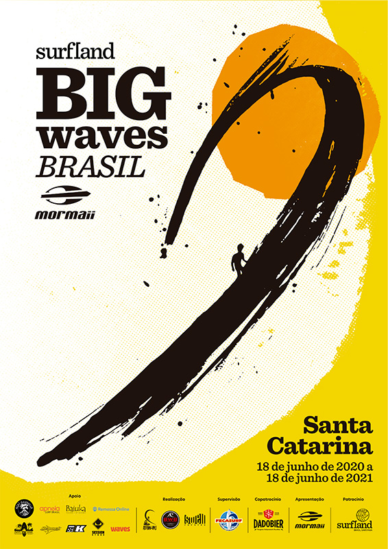 Cartaz do 1º Desafio Surfland Big Waves Brasil.