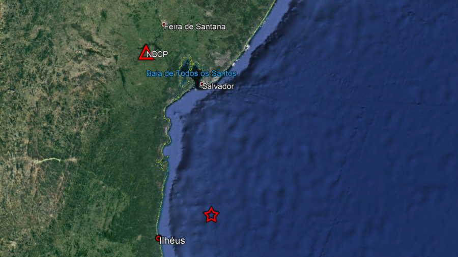 Epicentro ocorreu a 75 km da costa da cidade baiana.