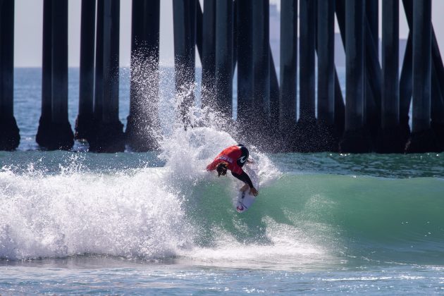Conner Coffin, US Open of Surfing 2021, Huntington Beach, Califórnia (EUA). Foto: WSL / Morris.