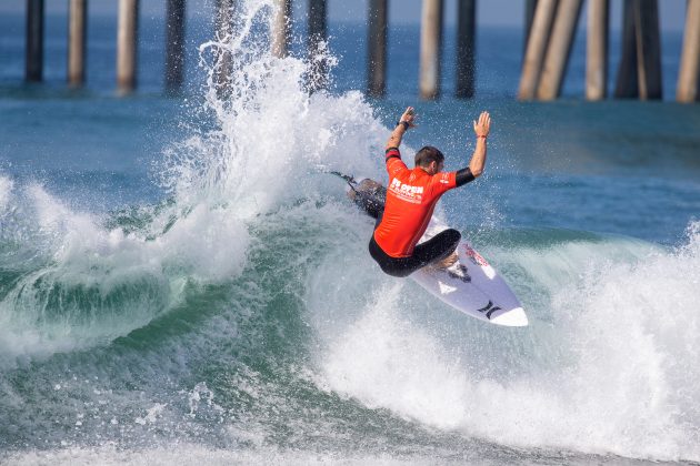 Reef Heazlewood, US Open of Surfing 2021, Huntington Beach, Califórnia (EUA). Foto: WSL / Morris.