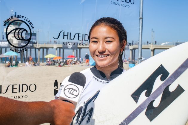 Shino Matsuda, US Open of Surfing 2021, Huntington Beach, Califórnia (EUA). Foto: WSL / Nichols.