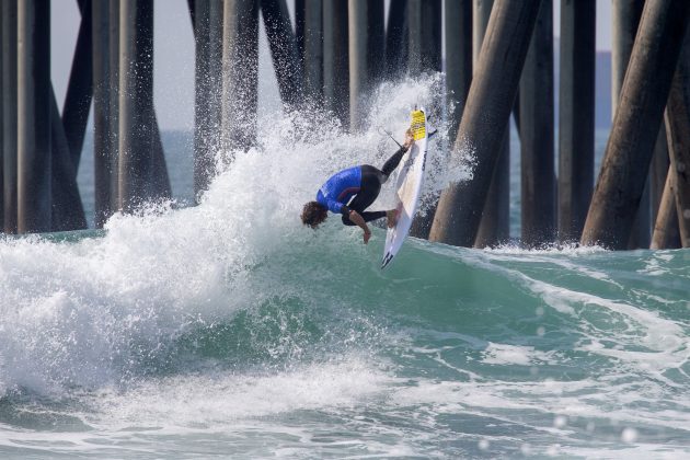 Liam O'Brien, US Open of Surfing 2021, Huntington Beach, Califórnia (EUA). Foto: WSL / Morris.