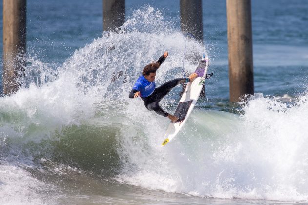 Nolan Rapoza, US Open of Surfing 2021, Huntington Beach, Califórnia (EUA). Foto: WSL / Morris.