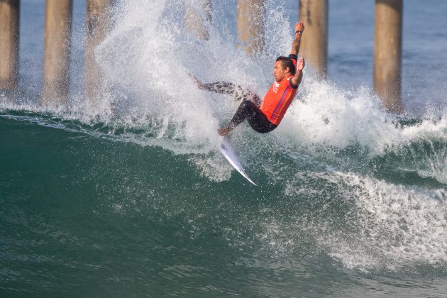 Vasco Ribeiro, US Open of Surfing 2021, Huntington Beach, Califórnia (EUA). Foto: WSL / Morris.