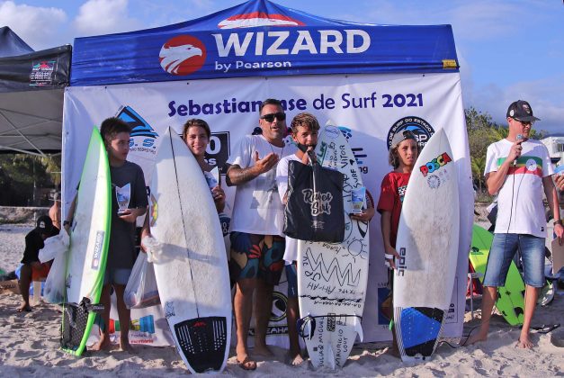 Pódio Sub 10 Masculino, Sebastianense de Surf 2021, Maresias, São Sebastião (SP). Foto: Munir El Hage.