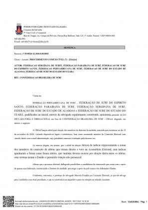 Sentença, 5º Vara Civil e Comercial de Salvador (BA). Foto: Reprodução.