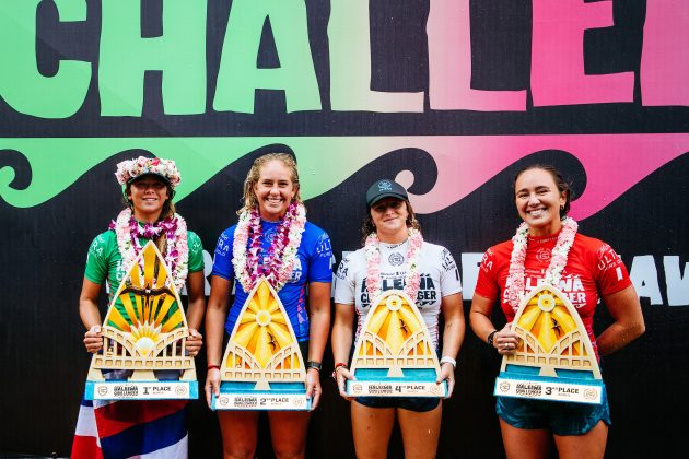 Bettylou Sakura Johnson, Gabriela Bryan, India Robinson e Carissa Moore, Haleiwa Challenger 2021, North Shore, Oahu, Havaí. Foto: WSL / Heff.