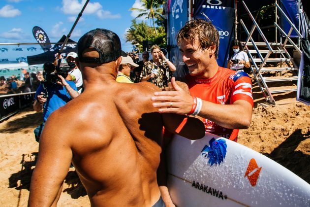 Jack Robinson e Kelly Slater, Billabong Pro Pipeline 2022, North Shore de Oahu, Havaí	. Foto: WSL / Heff.