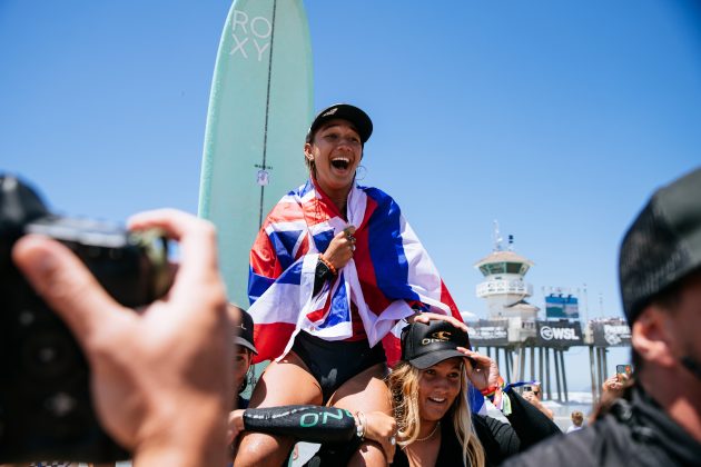 Kelis Kaleopaa, US Open of Surfing 2022, Huntington Beach, Califórnia (EUA). Foto: WSL / Beatriz Ryder.