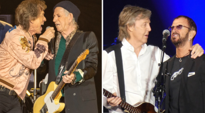 Stones, de Mick Jagger e Keith Richards, gravam com Paul McCartney e Ringo Starr, dos Beatles.
