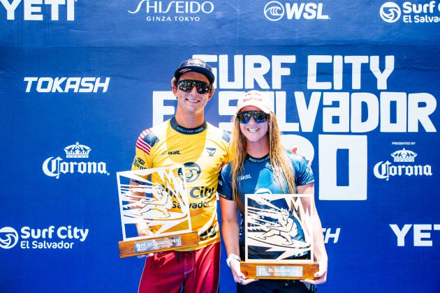 Griffin Colapinto e Caroline Marks, Surf City El Salvador Pro 2023, Punta Roca, La Libertad. Foto: WSL / Beatriz Ryder.