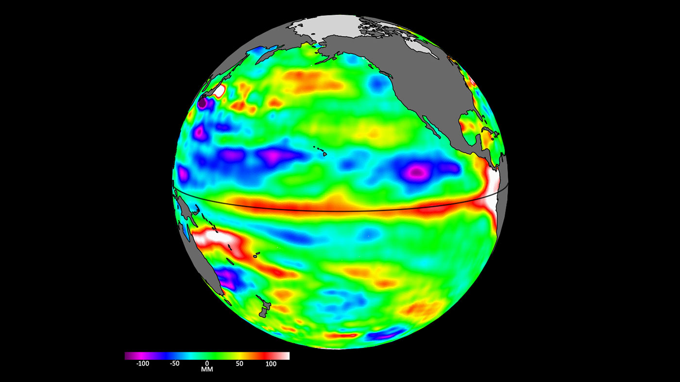 Satélite da Nasa registra nascimento do El Niño na linha do Equador.
