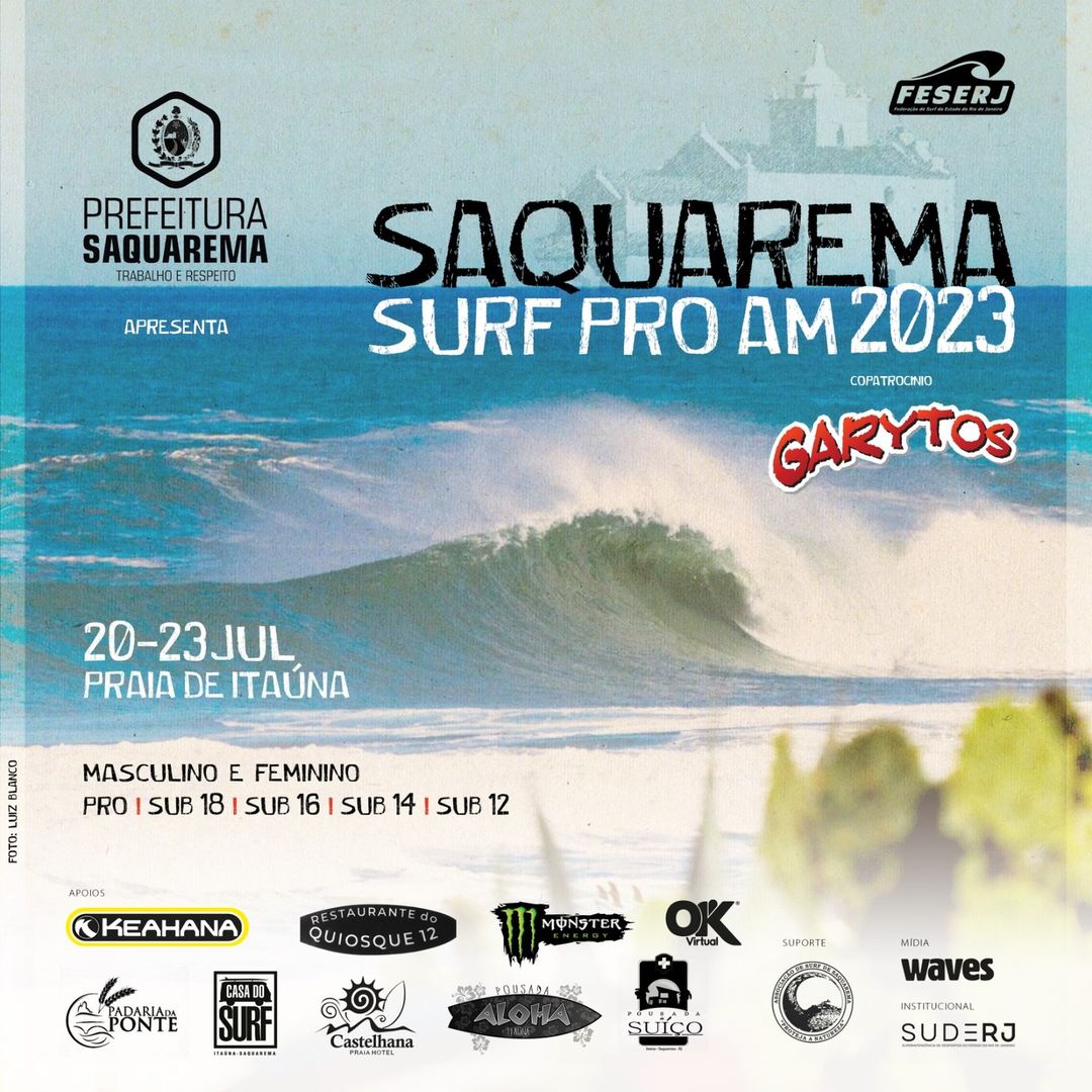 O Saquarema Surf Pro AM 2023 acontece de 20 a 23 de julho.