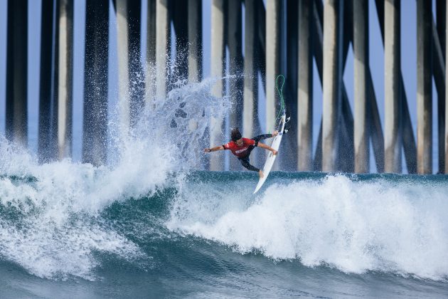Nolan Rapoza, US Open of Surfing 2023, Huntington Beach, Califórnia (EUA). Foto: WSL / Pat Nolan.