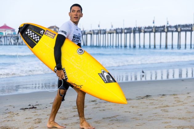 Shion Crawford, US Open of Surfing 2023, Huntington Beach, Califórnia (EUA). Foto: WSL / Kenny Morris.