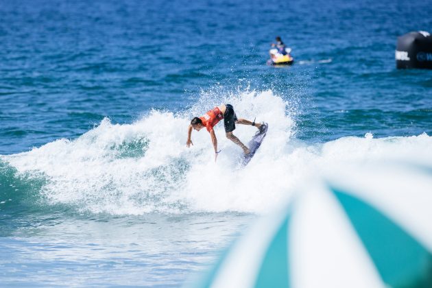 Alister Reginato, US Open of Surfing 2023, Huntington Beach, Califórnia (EUA). Foto: WSL / Pat Nolan.