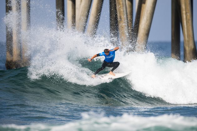 Crosby Colapinto, US Open of Surfing 2023, Huntington Beach, Califórnia (EUA). Foto: WSL / Kenny Morris.