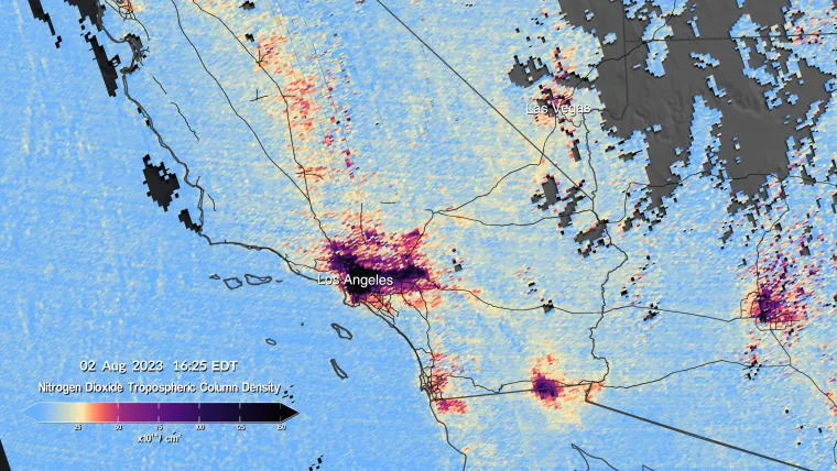 Níveis de dióxido de nitrogênio no sul da Califórnia.