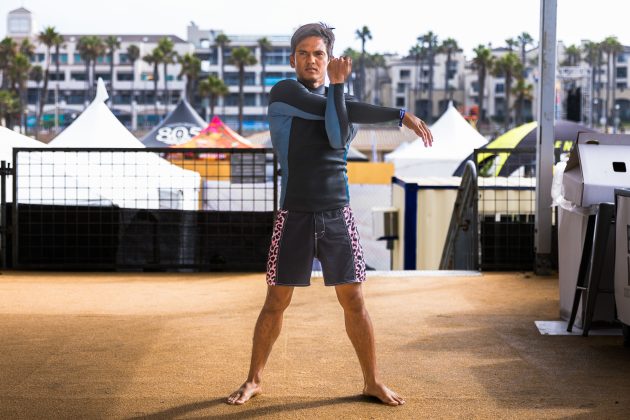 Rogelio Jr Esquievel, US Open of Surfing 2023, Huntington Beach, Califórnia (EUA). Foto: WSL / Kenny Morris.