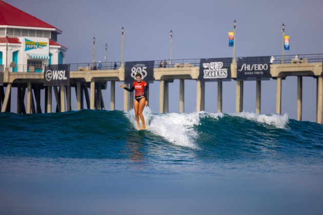 Soleil Errico, Huntington Beach Longboard Classic 2023, Huntington Beach, Califórnia (EUA). Foto: WSL / Tommy Pierucki.