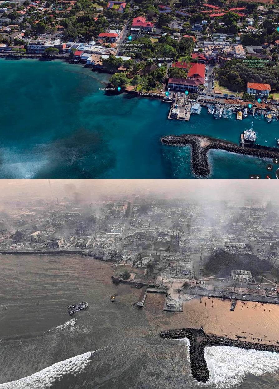 Antes e depois na Marina em Maui