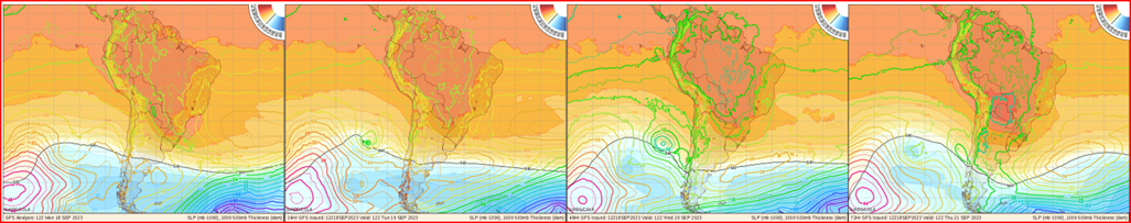 Massa de ar quente domina o continente até quinta-feira, quando ciclone se forma na região das Malvinas.