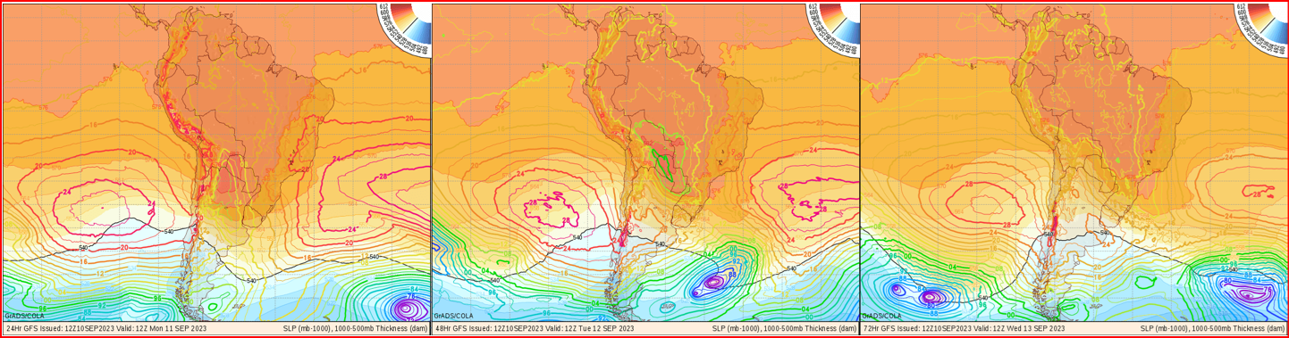 Instabilidade na região do Rio da Prata pode evoluir para um ciclone Extratropical na quinta-feira. (Fonte: www.wxmaps.org).