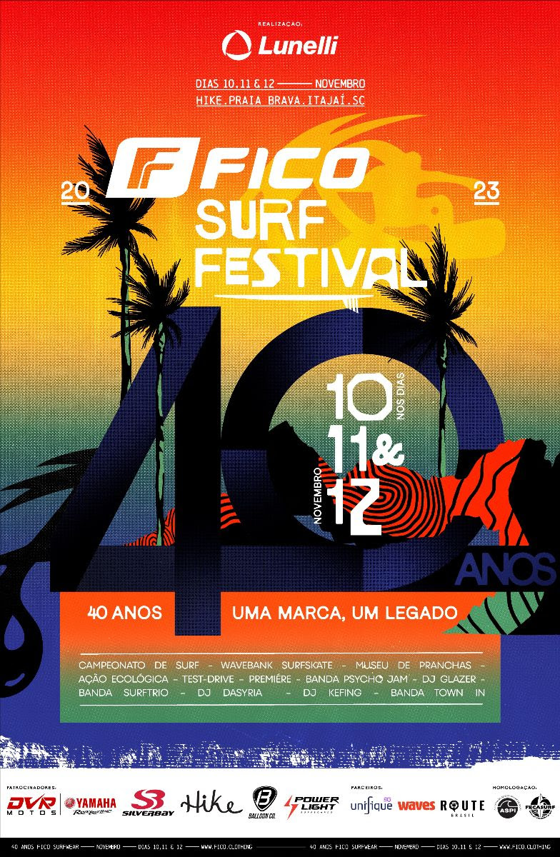 Cartaz do evento, Fico Surf Festival 2023, Praia Brava, Itajaí (SC)