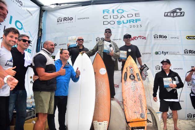 Pódio da categoria Legends, Rio Cidade do Surf, etapa da Prainha, Rio de Janeiro. Foto: Nelson Veiga.