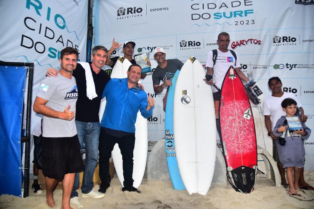 Pódio da categoria Grand Master, Rio Cidade do Surf, etapa da Prainha, Rio de Janeiro. Foto: Nelson Veiga.