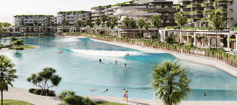 Parkwwod Village será vila integrada de piscina de ondas e golfe, na Gold Coast, Austrália.