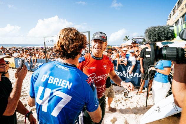 Ethan Ewing e Liam O'Brien, Gold Coast Pro 2026, Snapper Rocks, Queensland, Austrália. Foto: WSL / Andrew Shield.